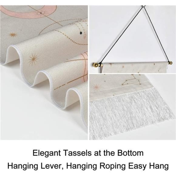 Moon Phase Tapestry Moon Tapestry Wall Hanging Art Bohemian Tapestries White - Picture 5 of 7